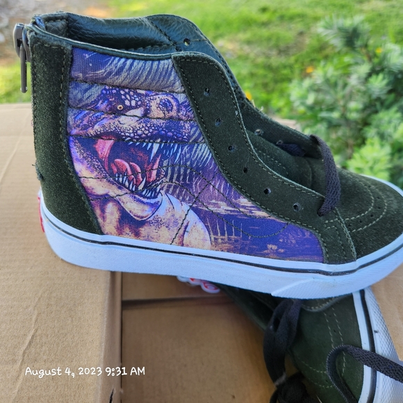 Vans Shoes Vans High Top Skate Shoes Dinosaur Trex Sk8hi Green